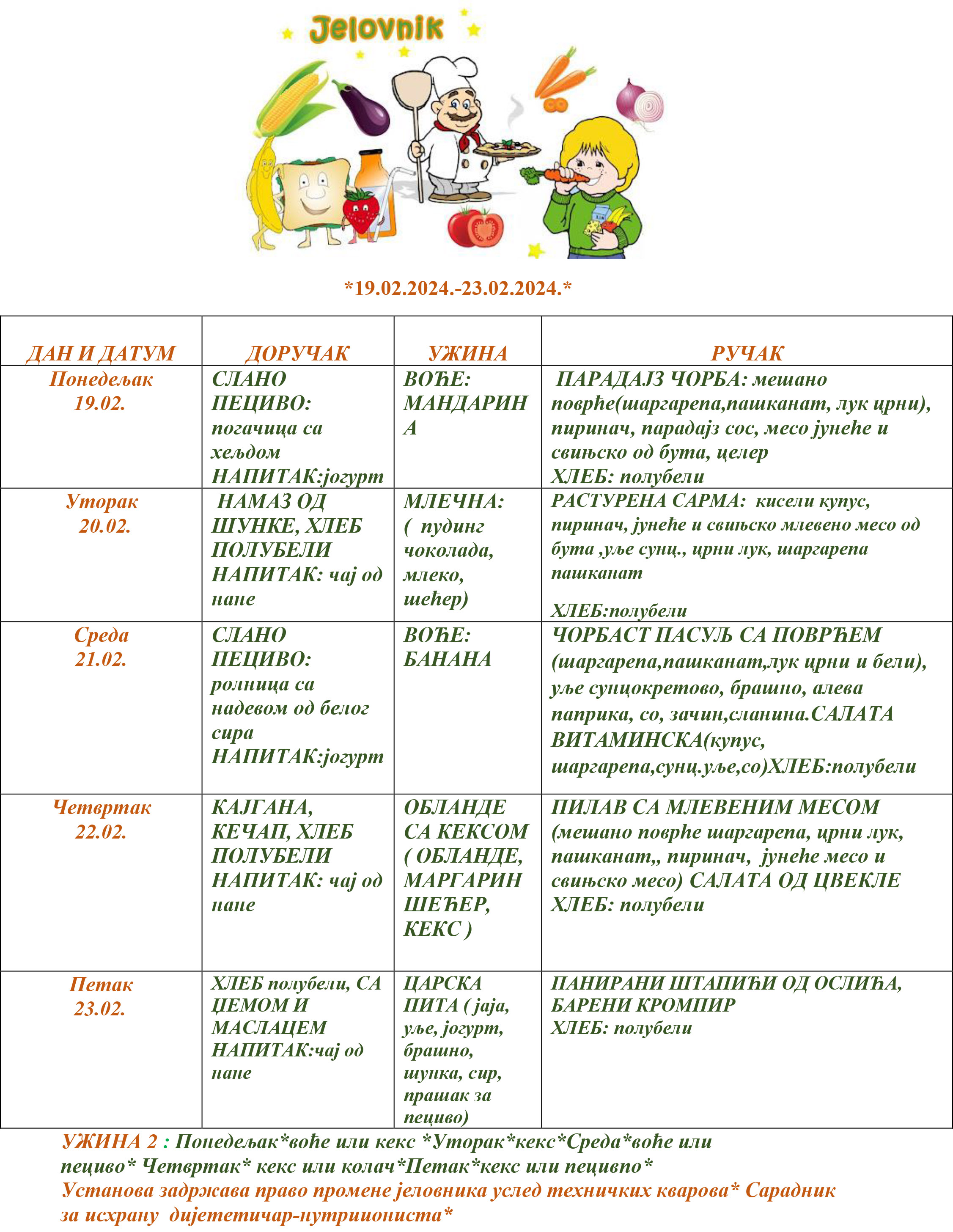јеловник 19.02. 23.02